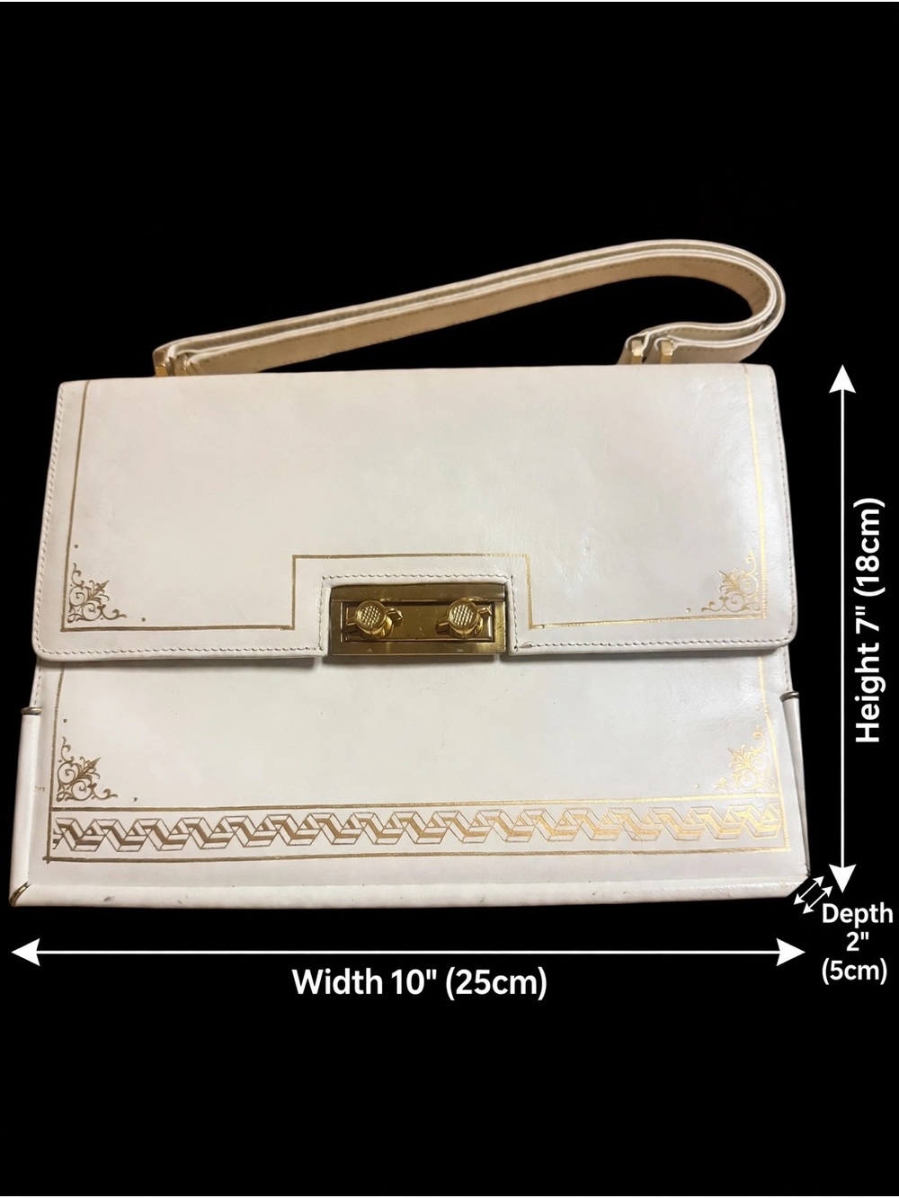 Misuri Firenze Style White (Cream) Florence Leather Kelly Book Clutch.